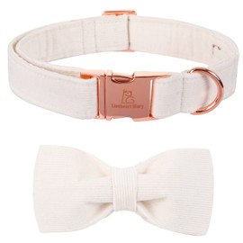 Lionheart glory Dog Collar, Corduroy Dog Collar with Bow, Pet Soft and Comfortable Bow Tie Collar Adjustable Dog Collar for Small Medium Large Dogs