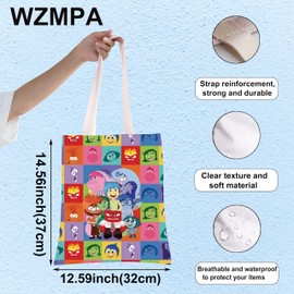 WZMPA Anger & Disgust Reusable Tote Bag Joy & Sadness Fans Gift Disgust & Fear Canvas Handbag Joy & Sadness Merch, Joy & Sadness Tg, Large
