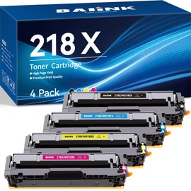 BAIINK 218X Toner Cartridges (No Chip) Replacement for HP 218X Toner Cartridges 4 Pack 218A Compatible for Pro MFP 3301fdw Pro 3201dw MFP 3301cdw MFP 3301sdw Printer