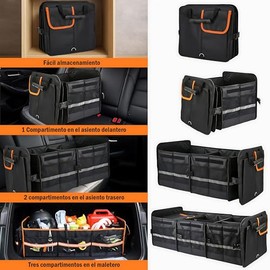 114L Organizador de Cajuela para Auto con Hielera Térmica, Organizador de Maletero de Coche Con Asa, Extra Grande, Multicompartimentos, Plegable, Impermeables, para Cualquier Carro, Suv, Furgoneta