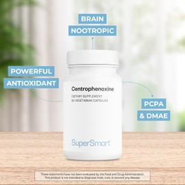 SuperSmart - Centrophenoxine 500mg per Day (DMAE & pCPA) - Nootropics Supplement | Non-GMO & Gluten Free - 60 Vegetarian Capsules
