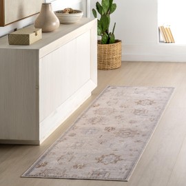 nuLOOM 2' x 8' Splashguard Machine Washable Area Rug with Waterproof Spill Proof Surface, Non Slip Backing and Stain Resistant for Living Room, Bedroom, Kitchen, Dining Room, Vivica Beige