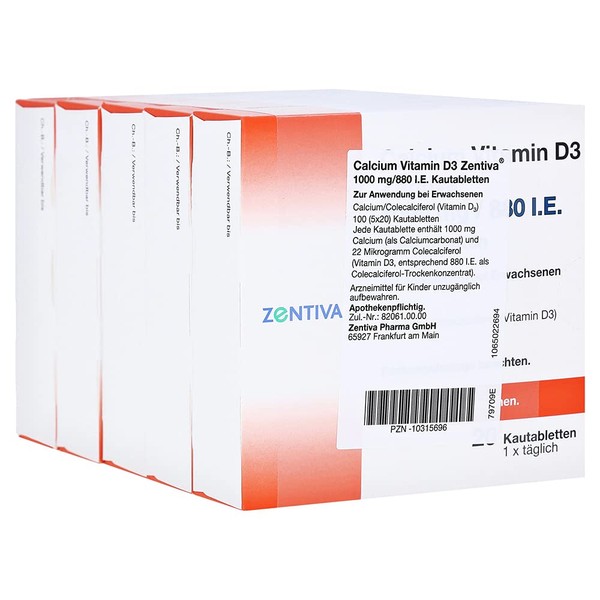 Calcium Vitamin D3 Zentiva 1000 mg/880 IU Chewing Tab.