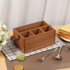 DJAPWPX Wood Silverware Caddy with Handle, 4 Compartments Utensil Holder,