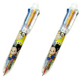 HAND® E-8088 Tsum Tsum 8 Colours Retractable Ballpoint Biro Pen with Easy Grip - 0.5 mm Nib - Pack of 2
