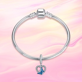 NINGAN Butterfly Charm Pendant 925 Sterling Silver Charm Bead for Chamilia and European Bracelets and Necklaces, Cubic Zirconia, Cubic Zirconia