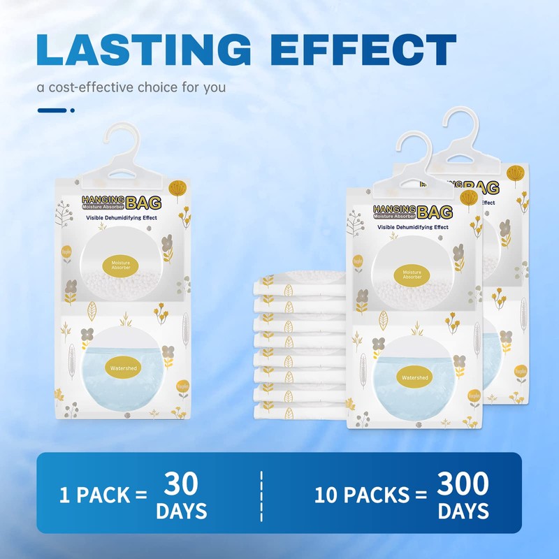 Vacplus Moisture Absorbers, Hanging Closet Dehumidifier Bags, Humidity Packs, Desiccant,