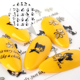KESYOO 16 Pcs Nail Stickers, 3D Cat Transfer Stickers, Nail Deco Parts, Nail Art Stickers, Nail Decoration Tool, DIY Nail Decoration, Women, Girls, Kids