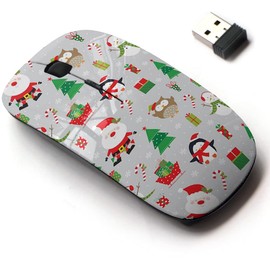 2.4G Wireless Mouse with Cute Pattern Design for All Laptops and Desktops with Nano Receiver - Christmas Celebration Cute