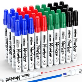 KERIFI Dry Erase Markers, Chisel Tip Whiteboard Markers Low Odor, Non-Toxic, 40 Bulk 4 Assorted Colors Dry Erase Pens for Teachers, Sudents, Home, School & Office Supplies