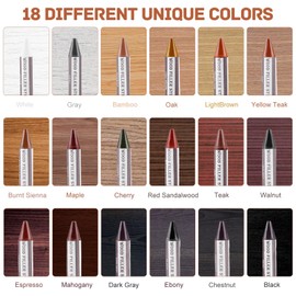 SEISSO Wood Filler Stick, 18 Colors Furniture Crayons for Scratches, Furniture Scratch Repair Wax Filler Stick, Perfect for Restore Hardwood Floor, Holes, Crack, Laminate, Carpenters, Tables, Desks