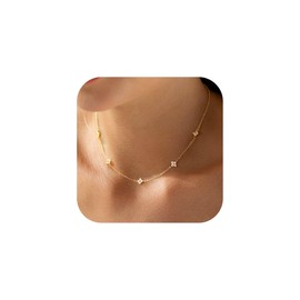 TINGN Gold Chains with Zirconia for Women - 14K Gold Plated Necklace with Shiny Cubic Zirconia Cute Butterfly Station Necklace Stack for Wedding Prom Gifts for Women Jewellery