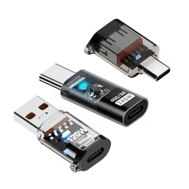 CY 3 Pieces/Lot Type C Smart LED USB-C to USB 3.2 Type-A Adapter OTG 10Gbps 40Gbps 120W 240W Data Fast Charging Tester Detector