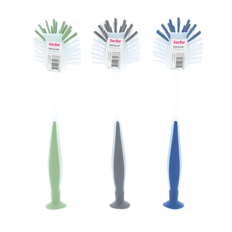 Sorbo Dish Brush with Suction Cup, Multi-Colour, 29 x 7.5