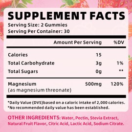 XIAAN Magnesium L-Threonate Gummies 500mg, Suagr-Free Magnesium Threonate Supplement for Kids & Adults Muscle & Nervous Health Support, Strawberry Flavor 120 Count