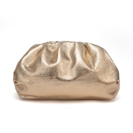 PHILOMENA Dressy Vegan Leather Clutch Purse for Women, Soft Pleated PU Evening Bag Dumpling Pouch for Weddings Proms (Gold)