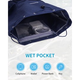 sportsnew Swim Bag Mesh Beach Drawstring Backpack with Wet Pocket, Drawstring Bag for Swimming, Gym, Pool, Workout Gear, Beach Volleyball Backpack for Women Men