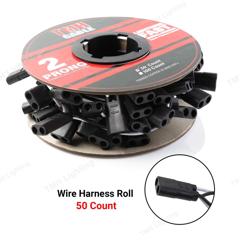 TMH 50 Count 2-Prong Wire Harness Roll Double Female Bullet