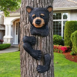 BRYNHILDSANS Baby Bear Garden Statue Tree Hugger Bear Decor Outdoor Statues Collectible Resin Garden Sculpture Tree Pendant Animal Sculpture Funny Bear Tree Art Decoration for Garden, Yard