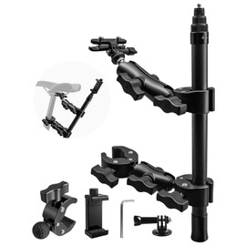 Bicycle Tail Camera Mount Compatible with Insta360 GoPro, Dual Fixed Mode Shooting Mount with 15-47 Inches Carbon Fiber Invisible Selfie Stick for Motorcycle Mountain Bike Road Bike