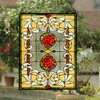 RADIANCE goods Floral Tiffany-Glass Window Panel 24" Tall