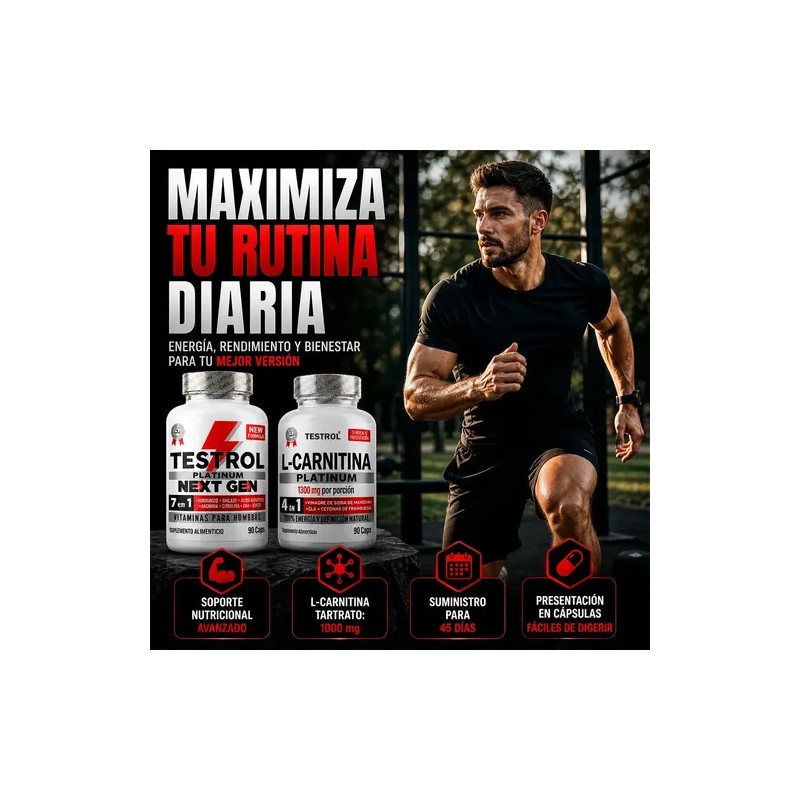 Combo Testrol Next Gen L Carnitina Platinum Sin Sabor