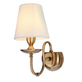 Aiwen Bedroom Wall Lamps Polished Solid Brass Finish Wall Lights with White Flax Fabric Shade 1-Light Vintage Reading Lights Wall Sconces for Bedside Hallway E12