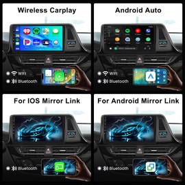 [2G+64G] Radio for Toyota CHR 2016-2019 with Wireless Carplay Android Auto Mirror Link, 9 Inch Touch Screen Car Radio with GPS,Bluetooth, WiFi, FM RDS Radio,BT/SWC/EQ,Camera