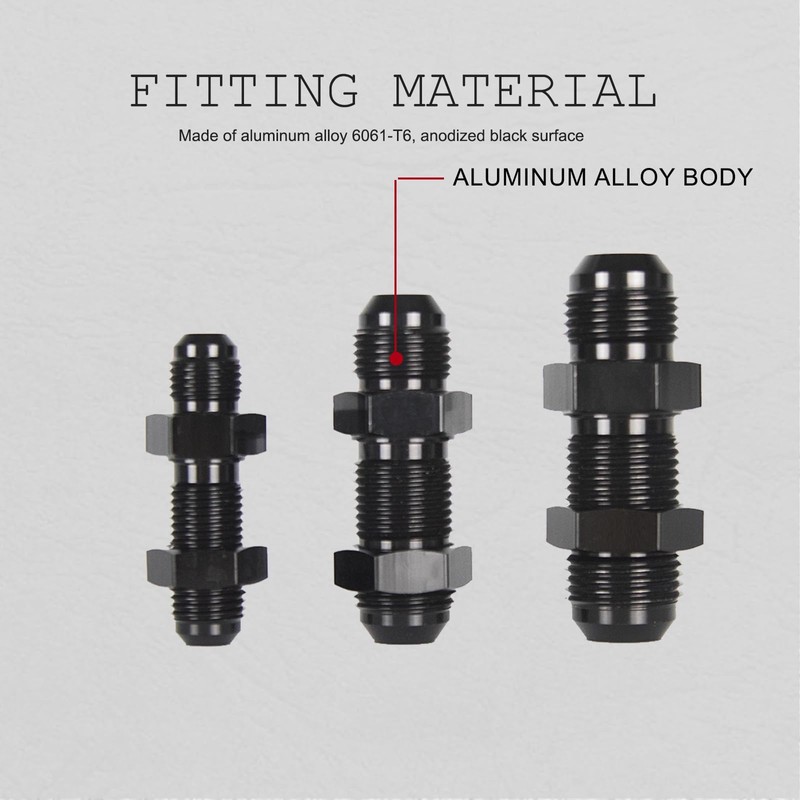 8AN Male Flare Straight Bulkhead Fitting Adapter with 8AN Nut
