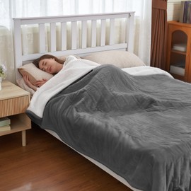 Nexaro Heated Electric Blanket, 50"x60" Flannel Heating Blanket Features 12-Hour Timer with 1-Hour Intervals, Machine Washable Sherpa with Overheating Protection, Ideal Gifts for Her, Grey