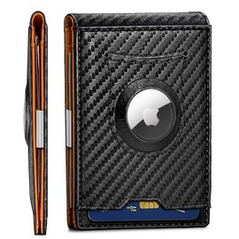 BULLIANT Men Wallet,Slim Leather Wallet RFID Blocken for Gift Men Standard & Airtag Use 11Cards