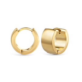 WANTED PIECES 14K Real Gold Plated Small Chunky Thick Hoop Earrings Minimalist Gold Earrings for Women and Girls - Jewelry for Women