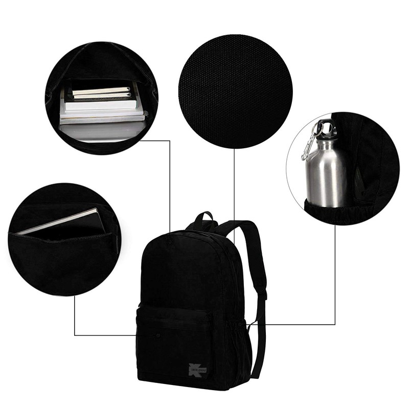 K-Cliffs Classic Backpack Quality Student Bookbag Basic Travel Daypack w/Water