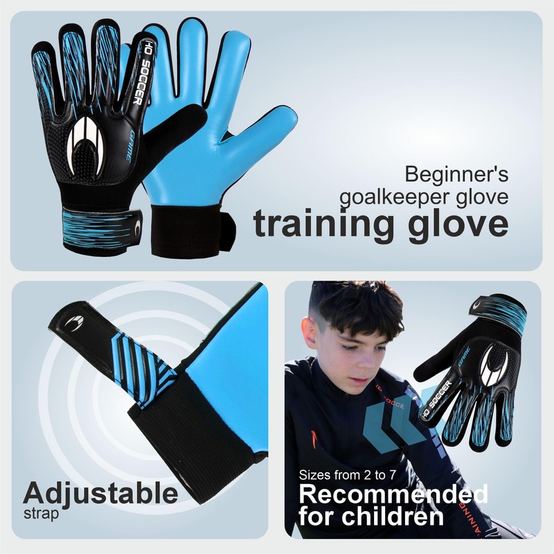 HO Soccer Game Blue Unisex Kids Goalkeeper Gloves, Black/Blue, Size