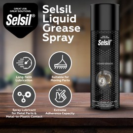 Selsil Liquid Grease Spray - 17 fl oz - Spray Lubricant for Metal Parts & Metal-to-Plastic Contact - Suitable for Moving Parts - Long-Term Lubrication & Extreme Adherence Capacity - Pack of 1