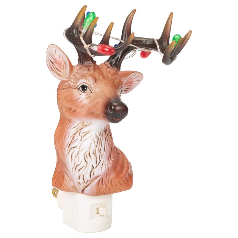 Holiday Deer With Blinking Light Antlers 8.75 Inch Acrylic Plug-in
