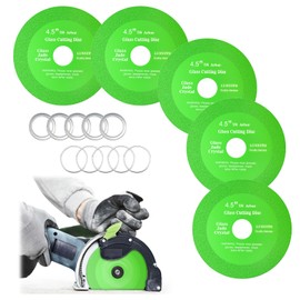 LUNVITO Glass Cutting Disc 5 Pcs Diamond Blades for Angle Grinder 4-1/2" x 7/8" Tile Blade Ultra-Thin Saw Blade Wheel for Cutting Grinding Glass Tile Crystal Ceramic Jade Wine Bottles