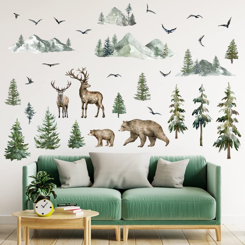 Mountain Wall Decals Large Pine Tree Wall Decals Peel and