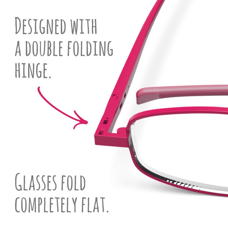 Compact Lenses Flat Folding-Reading Glasses-Berry +1.5