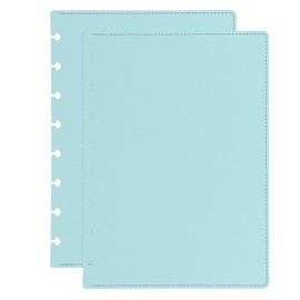 PATIKIL 1 Set Leather Discbound Notebook Cover, 6.3" x 8.66" A5 Size Disc Planner Cover for Disc Notebook Office Product, Light Blue
