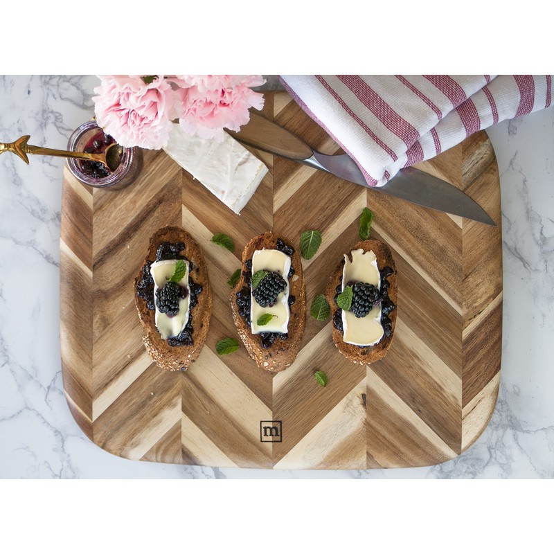 Madeira by Architec Acacia Cutting Board with Herringbone Design, 12.5x14.5-Inch,