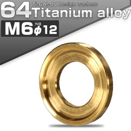 64 Titanium Flat Washers with Seat Frame M6 Design Washers Bolt Ring Bolt Collar Outer Diameter 0.5 inch (12 mm) Gold 2 Pieces