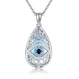 ONEFINITY Evil Eye Necklace for Women 925 Sterling Silver Moonstone Evil Eyes Pendant Necklace Evil Eye Protection Jewellery Gifts