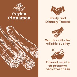 ORGANIC INDIA Ceylon Cinnamon Supplement - Organic Ceylon Cinnamon Capsules, Cinnamon Pills Herbal Supplement, Support Digestion, Source of Antioxidants, USDA Organic, Vegan, Gluten-Free - 90 Capsules