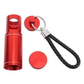 Portable Pocket Ashtray with Keychain Lanyard Retractable Circular Aluminium Alloy Mini Ashtray for Travel Camping Hiking Red