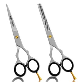 BEAUTICONE Hair Cutting & Thinning Scissors Set | 6.5 Inch Stainless Steel Barber Scissors | Hairdressing Scissors for Salon | Smooth & Sharp Edge Blades, Razor Edge - for Men & Women (Dull Set of 2)