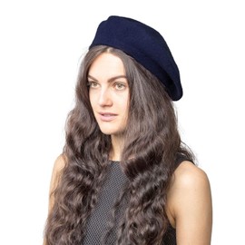 Basic Sense Plain Beret Hat 100% Wool French Beret Winter Autumn Women | Girls Fashion Hats (Navy)