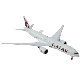 DCD Boeing 777F Commercial Aircraft (A7-BFT) 1/400 Diecast Model Gray Resin Qatar Airways 'Interactive Series' Tail Graphics