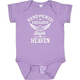 inktastic Handpicked for Earth By My Aunt in Heaven with Angel Wings Baby Bodysuit 6 Months Lavender 3726a