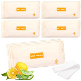 100 pcs Wet Wipes Individually Wrapped, Lemon Travel Wipes, Clean Wipe Individual Wipes Bulk for Travel with Aloe for Butt, Hands, Face Cleaning, Daily Use